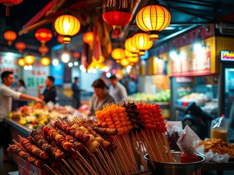 热闹的街头美食街景
